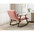 thumbnail image 4 of Casual Folding Rocking Chair Lounge Chair with Adjustable Back and Footrest, Pink Plush Velvet, 4 of 10