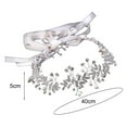 thumbnail image 5 of Tnobhg Women Retro Rhinestones Flower Leaf Headband Faux Pearl Ribbon Bow Hairband Bridal Wedding Hair Accessories, 5 of 7