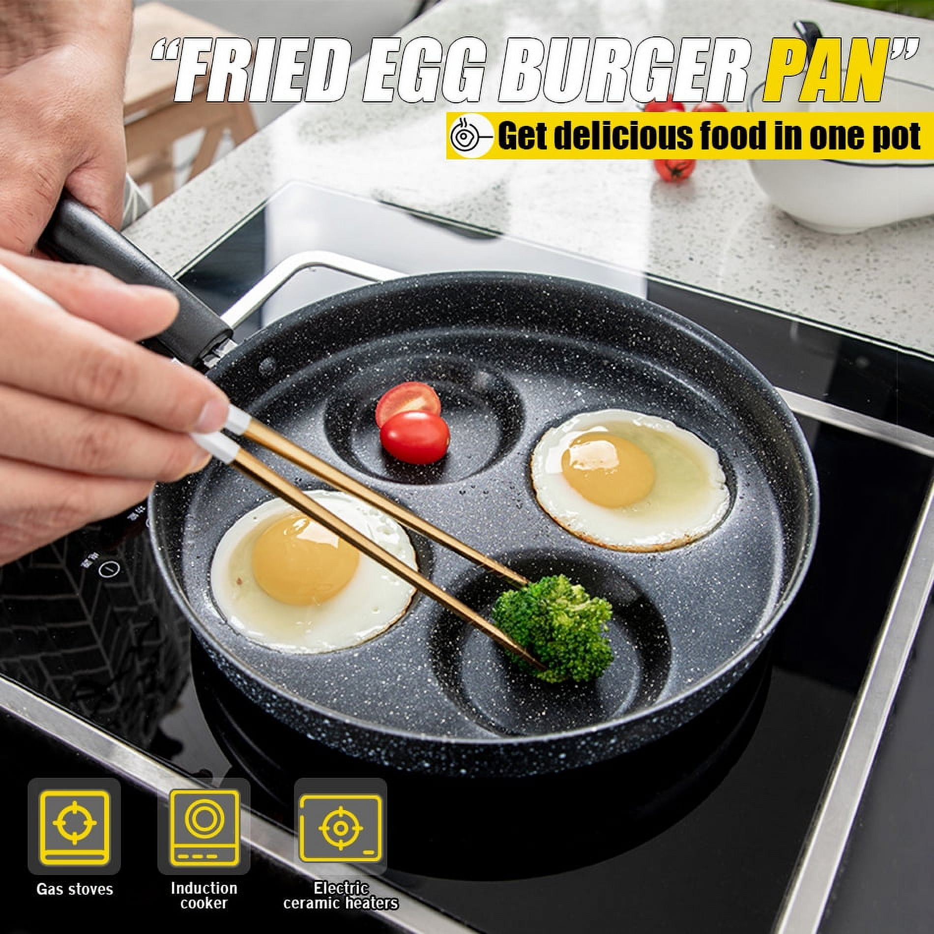  NINGVIHE Egg Pan,Non Stick Frying Pan,Skillet Pans for  Cooking,Multi Egg Cooker Pan for Breakfast,Safe Non-stick Coating(Round):  Home & Kitchen
