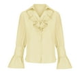 thumbnail image 3 of yillto Womens Chiffon Dressy Shirts Long Sleeve Ruffle V Neck Causal Business Fashion Blouse Tops, 3 of 6