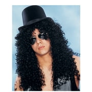 Deluxe Black Curly Rocker Wig