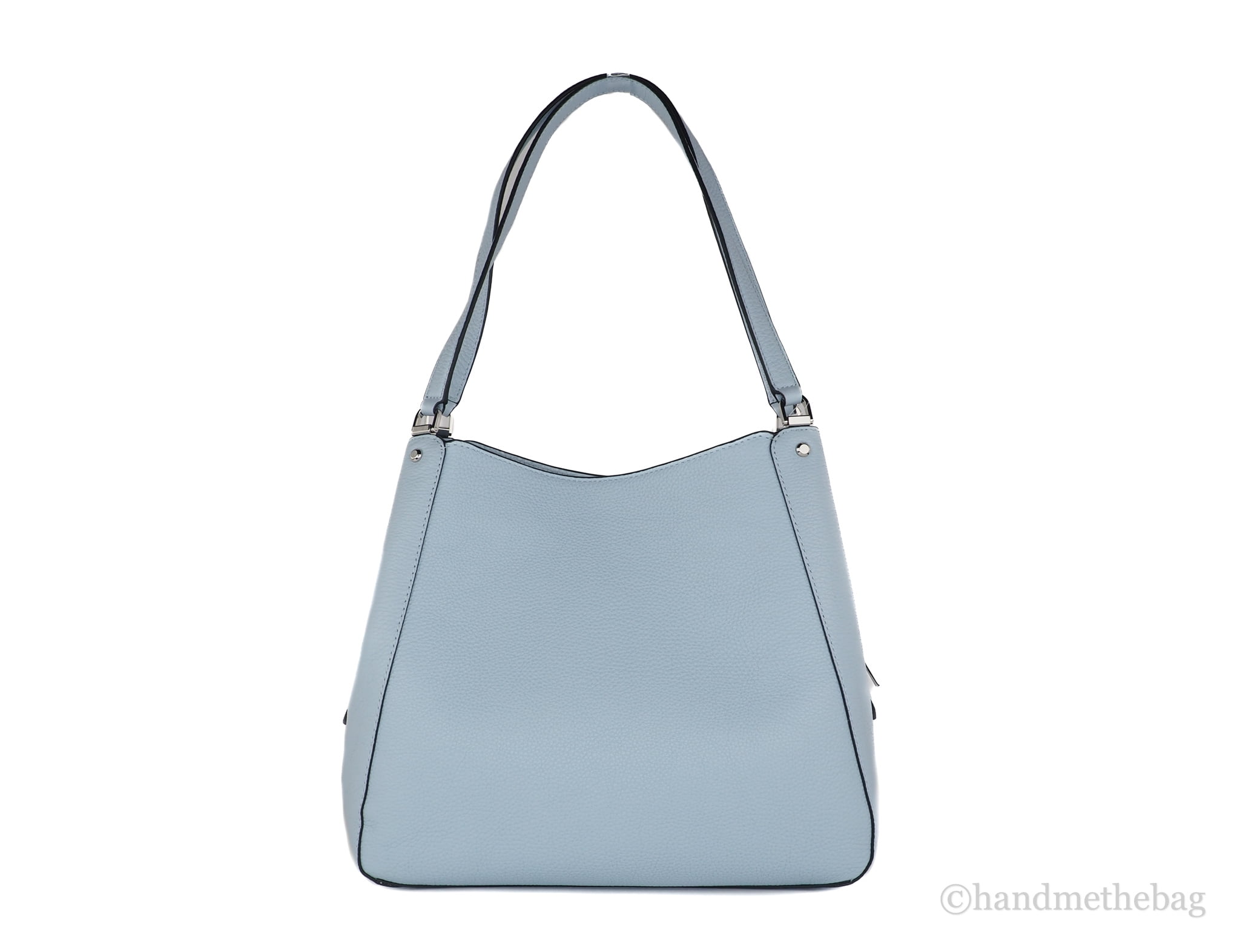 Kate Spade Leila Medium Blue Pebbled Leather Triple Compartment Satchel  Handbag 