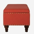 thumbnail image 3 of HomePop Rectangle Traditional Fabric Storage Bench with Nailhead Trim, Red (Set of 1), 3 of 9