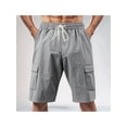 thumbnail image 4 of Cargo Shorts for Men Trendy Drawstring Elastic Waist Casual Shorts with Multi Pockets Workout Sport Outdoor Grey M, 4 of 7