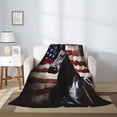 thumbnail image 4 of PHELIKA American Flag Dark Horse 02 All Season Soft Throw Blanket Lightweight Flannel Fleece Blankets 80"x60", 4 of 8