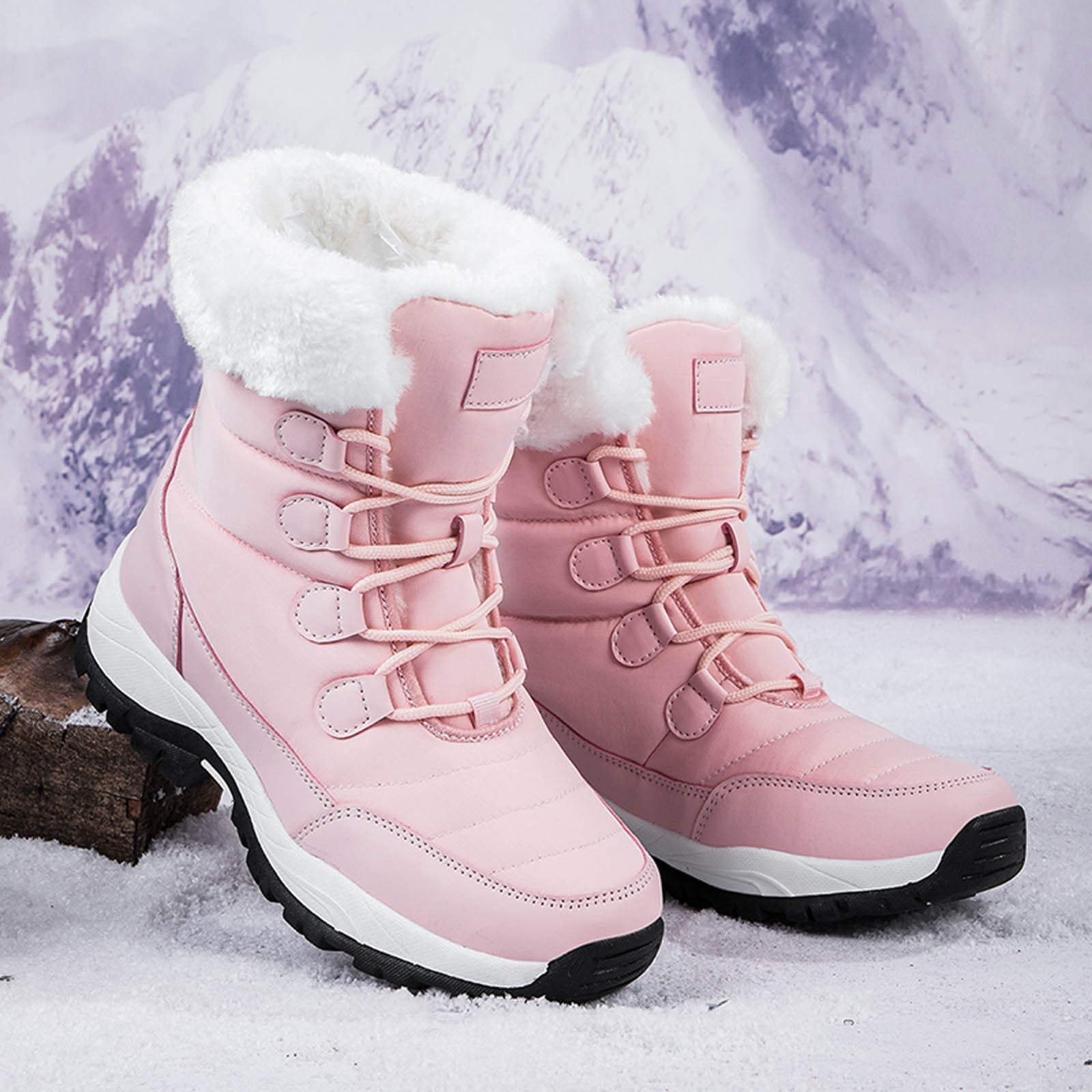CHENge Boots for Women Knee High Casual Fashion with Bow Design Everyday Wear Durable Knee High Boot Winter Snow Outdoor Footwear(Pink,8.5)