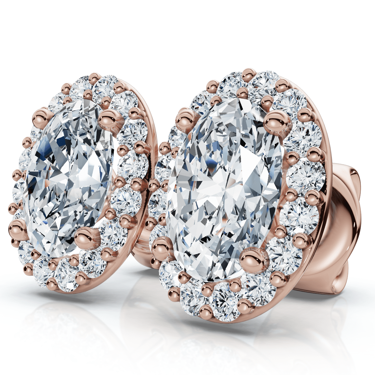 Pompeii 2 1/2Ct Oval Diamond 14k Gold Lab Grown Halo Earrings (E/F,VS1-VS2)