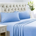 thumbnail image 2 of 500 Thread Count 100% Egyptian Cotton Sleeper Sofa Bed Sheet Set Solid Olympic Queen Size (66"x 80"x 7" ) with 4 -PCS Fitted Straps Sky Blue, 2 of 6