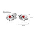 thumbnail image 3 of AeraVida Everyday Sterling Silver Mini Elephants Red Enamel Cute Animals Stud Earrings, 3 of 4