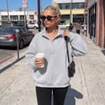 thumbnail image 6 of SUNBS Half Button Pullover Sweatshirt for Women Fall Oversized Casual Fleece Tops with Stand Collar, 6 of 9