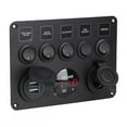 thumbnail image 1 of Qiilu 5 Gang Rocker Switch, 5 Gang Aluminum Alloy LED Toggle Switch Panel With Digital Voltmeter Universal For RV Car Motorboat, 1 of 8