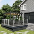 thumbnail image 3 of Petyee 10ft x 10ft Outdoor Retractable Aluminum Pergola, Modern Outdoor Trellis with  UPF 50+ Waterproof Canopy,Gray Wood-Grain Finish,Khaki canopy, 3 of 8