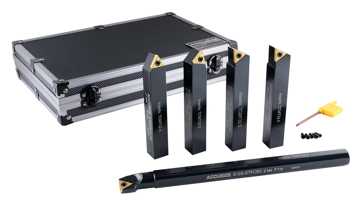 Accusize Industrial Tools 3/8" 5 Pc/set Indexable Turning Tool Set (4Ps Turning 1 PC Boring), 2386-0038 - View #7