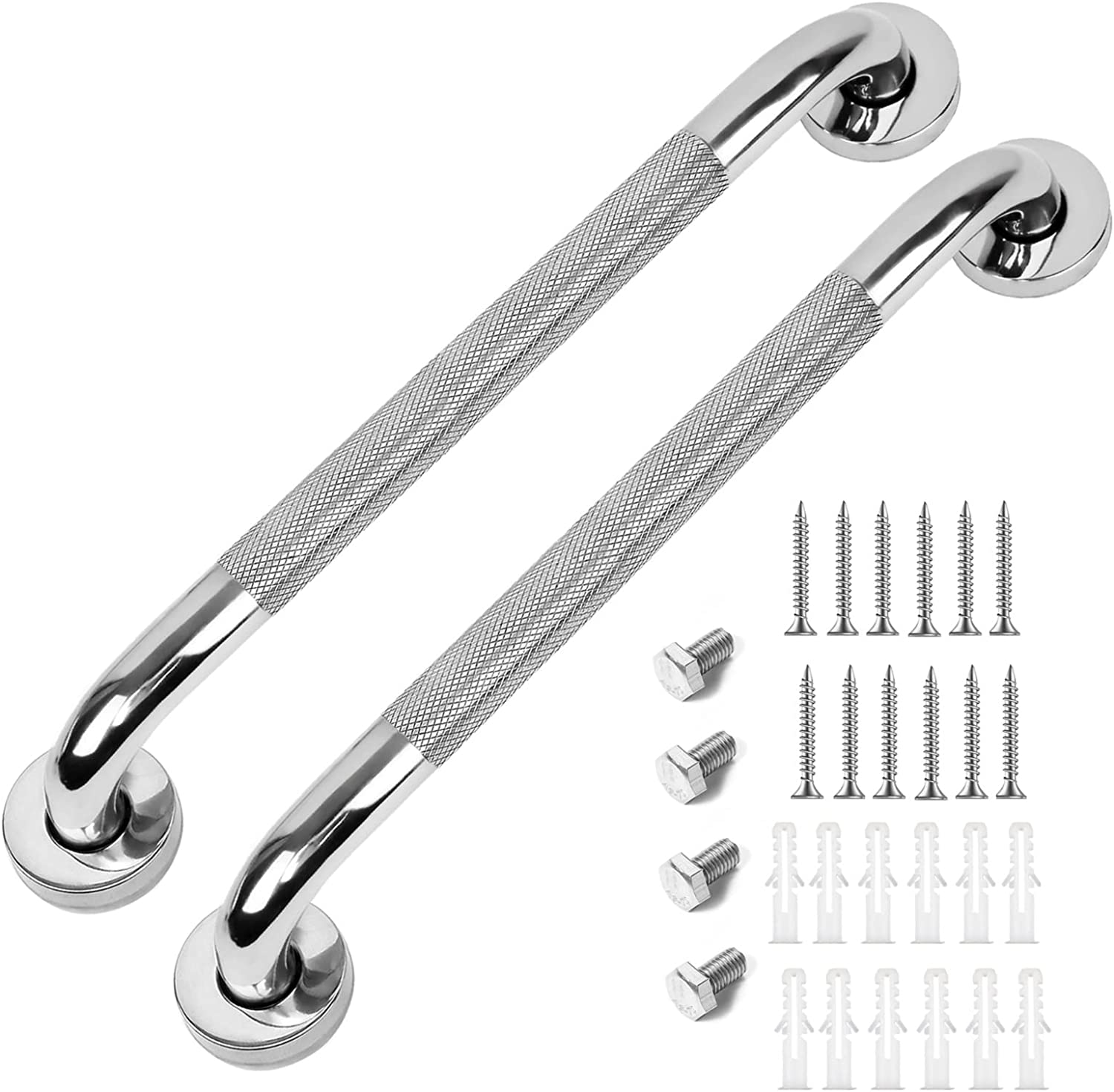 2 Pack 16 Inch Anti Slip Shower Grab Bar Handle, Chrome Stainless Steel