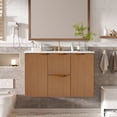 thumbnail image 1 of 36 Inch Floating Bathroom Single Vanity with ceramic Top, MDF Cabinet, Soft Close Doors, Divided Drawers, 1 of 18