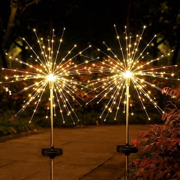 Solar Garden Lights 180 LED Art Firework Lights 2 Pack Waterproof Solar Lights, Sparklers Outdoors Yard Decor for Garden Pathway Patio Yard Valentine's Day Decorations (Warm White )