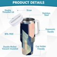 thumbnail image 2 of Yayeee 40oz Stainless Steel Tumbler with Straw and Handle Double-Wall Insulated Travel Water Bottle, Pink Stripes, 2 of 8