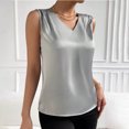 thumbnail image 3 of SHITINN Women Summer V Neck Casual Soild Color Satin Sleeveless Basic Vest Shirt Fashionable Sleeveless Top Long Sleeves Top Women Tops for Women Loose Tang Tops 5 Way Bra Air Top Women Lace Cold, 3 of 5