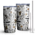 thumbnail image 2 of 20oz Tumblers White Halloween Pumpkin Bat Pattern Stainless Steel Vacuum Insulated Double Wall Travel Tumbler Cups Mug with Lid and Straw,Cleaning Brush for Cold & Hot Drinks, 2 of 7