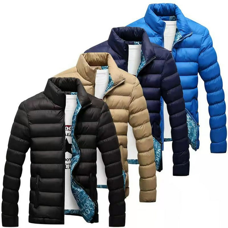 Winter Jackets for Men, Men Solid Casual Stand-up Collar