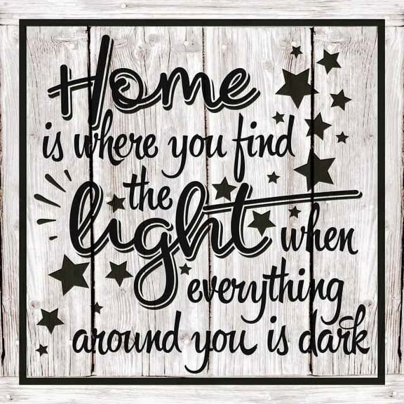Home is where you find the light Rustic Farmhouse Style White Wood Sign Wall Décor Gift 8 x 8 Wood Sign B3-08080001021