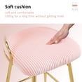 thumbnail image 3 of Peispie 25" Counter Height Bar Stools Set of 2, Modern Corduroy Barstools with Low Back and Gold Metal Legs, Padded Kitchen Island Chairs with Footrest for Home Bar, Pink, 3 of 9