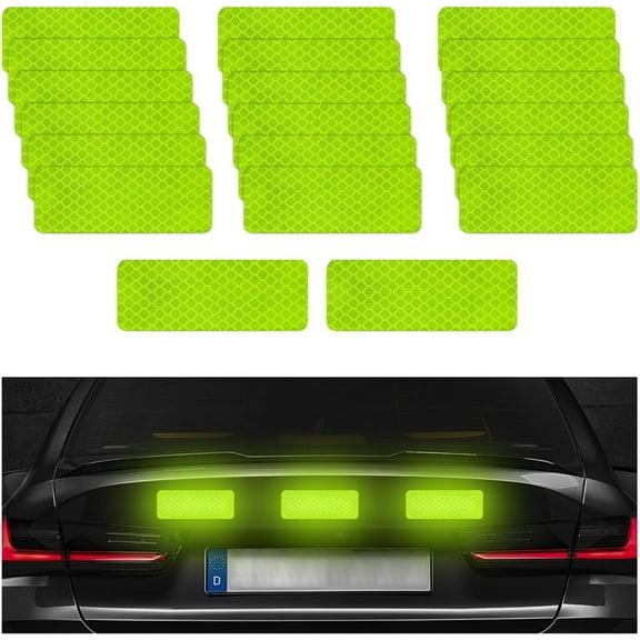 NOGIS 20Pcs Warning Reflective Stickers, Night Visibility Safety Reflective Sticker, Waterproof Auto Reflector Tape for Bumper Clothing Trailers Motorcycle Helmet, Car Accessories (Green)