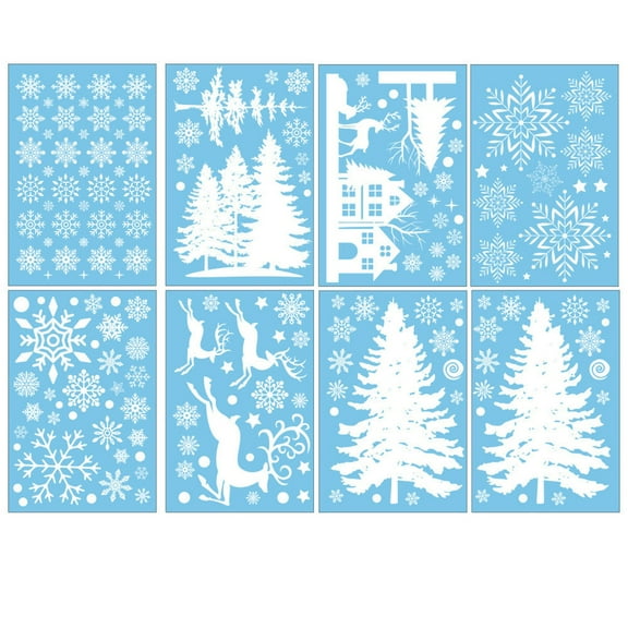 Harliver 9 Sheets Snowflake Christmas Window Clings, Christmas Window Clings for Glass Windows, Snowflake Window Decorations Stickers for Glass Windows Indoor Wtiner Holiday Office Bedroom Decor