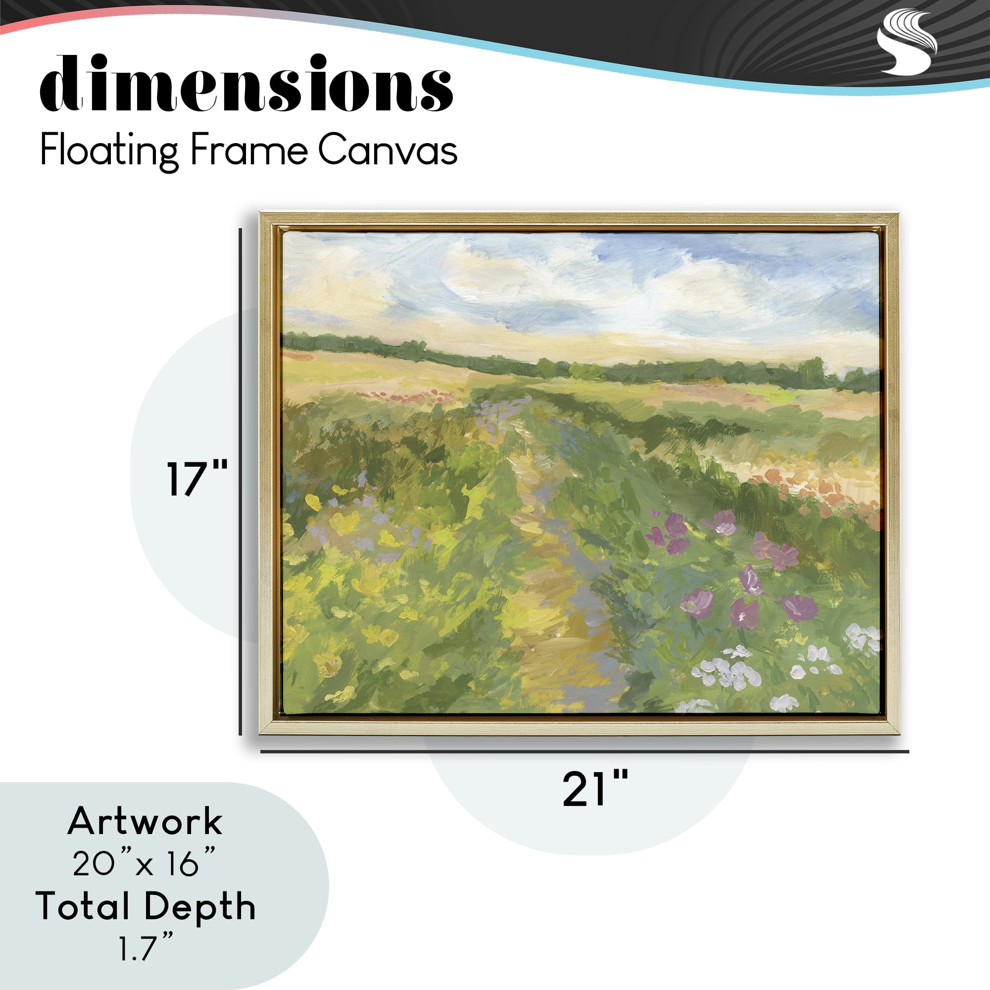 Stupell Industries Windswept Flower Field Gold Framed Floater Canvas Wall Art, design by Victoria Barnes