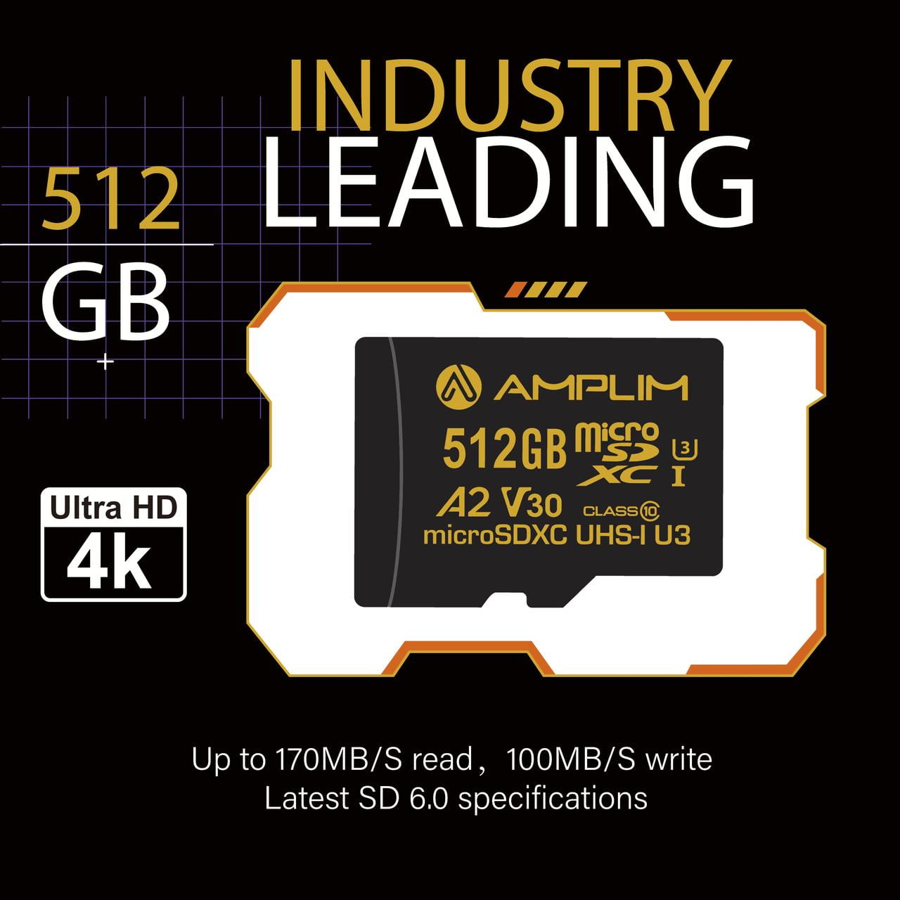 Amplim 512 GB Micro SD Flash Memory Card with Adapter, 2 Total Count