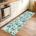 thumbnail image 3 of Summer Blue Flower Washable Runner Rugs 2'x6', Country Watercolor Floral Green Leaf Low Pile Throw Entryway Rug Non-Slip Sturdy Edge Binding Carpet for Indoor Bedside Entrance Bedside, 3 of 9