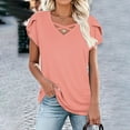 thumbnail image 5 of Levmjia Womens V Neck Tops Short Sleeve Casual Basic Solid Color Cotton Slim Fit Summer Work Vacation Yoga Comfortable Stretchy Blouse Tee Shirt, 5 of 7