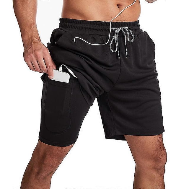 Swimming Shorts Men, Swimming Trunks With Compression Liner 2 In 1 Quick Dry Stretchy Mens Swim Shorts Surfing Beach Shorts With 2 Zipper Pockets s202