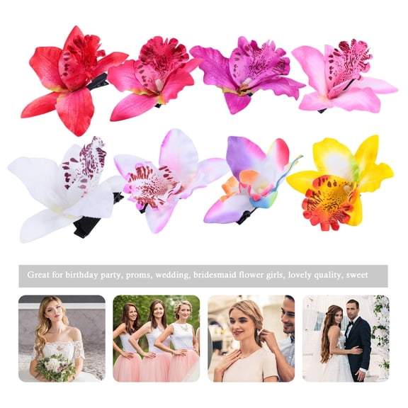 CRILSTYLEO 8pcs Assorted Color Floral Hairpins, Layered Orchid Flower Clips for Weddings, Parties, and Everyday Hair Decoration