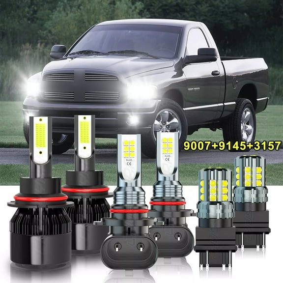 For 2002-2005 Dodge Ram 1500 2500 3500 LED Headlight   Fog Light   Turn Signal Lamp Bulbs 6000K White 6x
