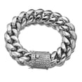 thumbnail image 7 of Men Women Stainless Steel Curb Cuban Link Miami Chain Zinc Oxide Zircon Clasp, 7 of 7