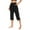 C-Black247, variant on DHFJKG Women's Capri Yoga Pants With Pockets Side Slits Elastic Waist Solid Color Mid Rise Wide Leg Workout Crop Pants For Exercise Leisure Trousers