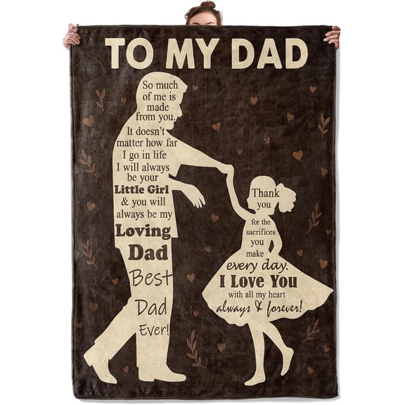 Gifts for to My Dad Blanket, Father Daughter Flannel Throw, 50x60in, Father’s Day Birthday from Daughter to Dad Men Him, Soft Lightweight Blankets for Couch Sofa Living Room
