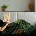 thumbnail image 3 of Fantasy Soft Flannel Fleece Throw Blanket, Surreal Little Forest House in Moss Enchanted Woodland Elves Design, Cozy Plush for Indoor and Outdoor Use, 50" x 60", Hunter Green Army Green, by Ambesonne, 3 of 5