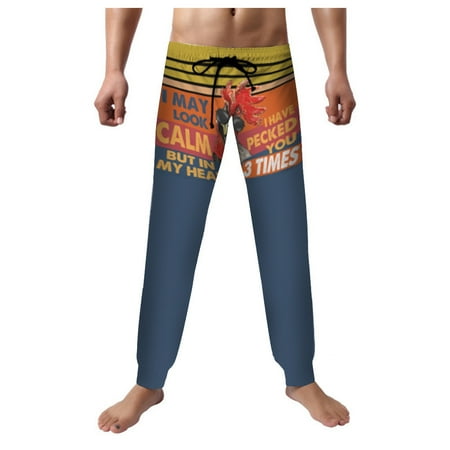 

Long Pants For Men Men S Fashion Printed Home Casual Trousers Pajamas Thin Elastic Straight Pants Navy L ac762