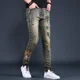 thumbnail image 2 of Pantalones vaqueros ajustados para hombre, pantalones vaqueros ajustados con estampado punk y estilo callejero japonés retro, 2 of 5