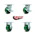 thumbnail image 2 of Tool Box Caster Wheel Set – 4 Inch Green Poly on Cast Iron Swivel Casters – SCC, 2 of 2