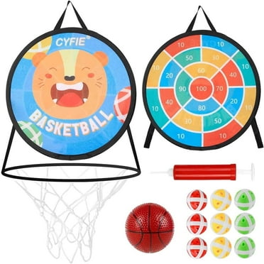 Toddler Toys Basketball Hoop Dart Board Double Sided Shooting Game Toys for Kids Toddlers Indoor Outdoor Sport Set with Basketball and Sticky Balls for Bedroom Party Girls Boys Gifts CYFIE