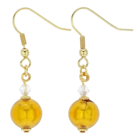 GlassOfVenice Murano Glass Drop Earrings - Gold Balls