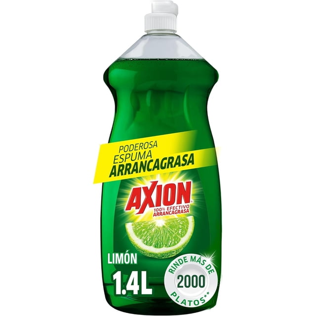 Axion Lavatrastes Líquido Limón 1.4 L - Arranca Grasa, Poderosa Espuma, Rinde Más (2000+ Platos), Aroma Fresco"