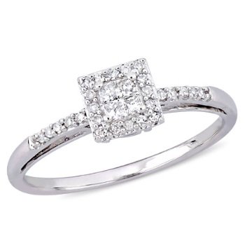 1/5 Carat T.W. Princess and Round-Cut Diamond 10kt White Gold Halo Engagement Ring