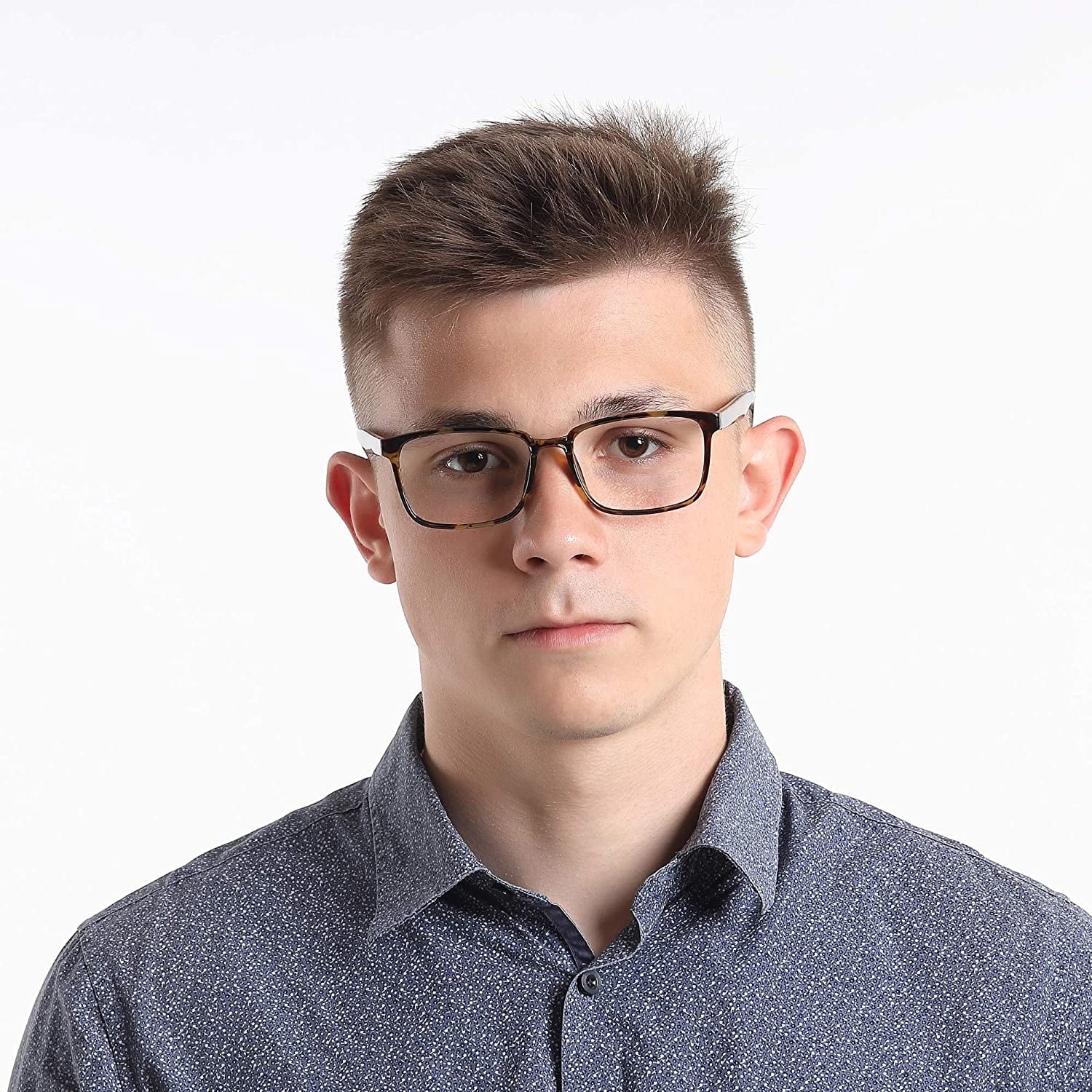 Reading Glasses with Flexible Spring Hinge, Blue Light Blocking Glasses for Women and Men, Anti eyestrain (Tortoise, +1.25 Magnification)