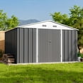 thumbnail image 2 of Patiowell 10 x 8 ft. Outdoor Storage Metal Shed with Sloping Roof and Double Lockable Door, Gray, 2 of 7
