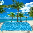 thumbnail image 2 of Hiroekza Ocean-Themed Disposable Plastic Tablecloth - Beach Pool Party Table Cover, Wrinkle-Free & Water-Resistant Table Cloths for Dining/Buffet/Banquet/Birthday 108x54" Blue, 2 of 4