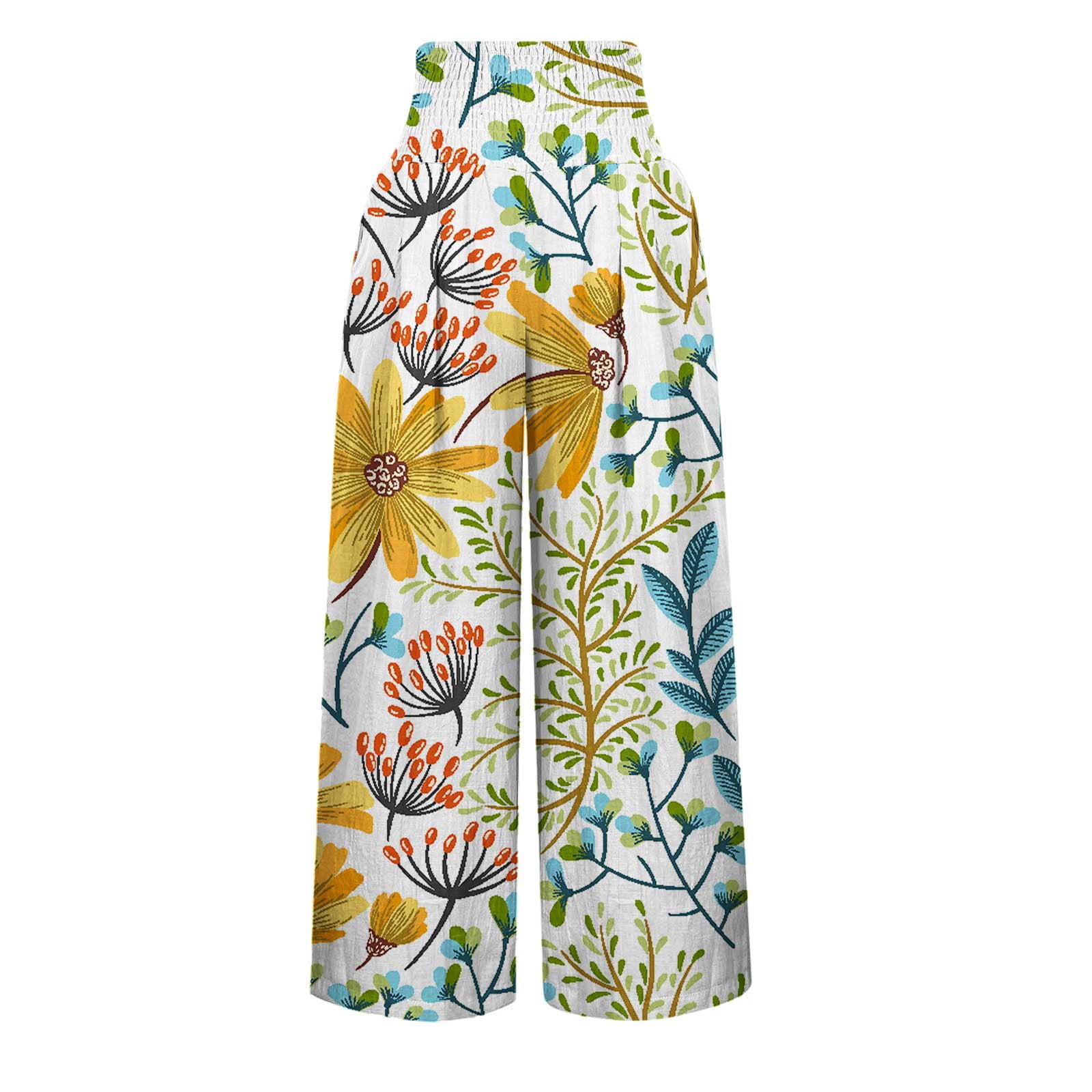 Women's High Waist Wide Leg Pants Plus Size Smocked Lounge